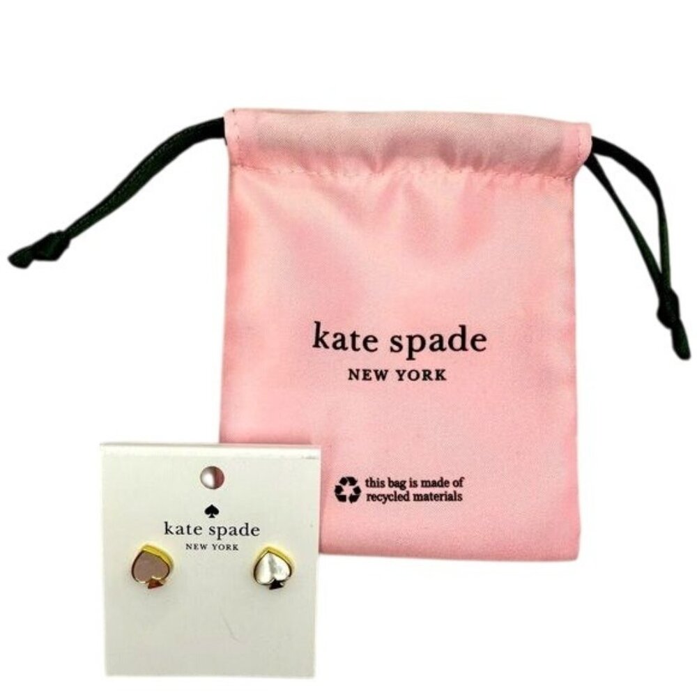 Kate Spade Heart & Spade Stud Earrings With Pink Pouch